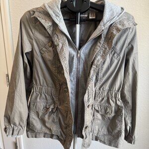 DKNY Gray Utility Jacket with Hood